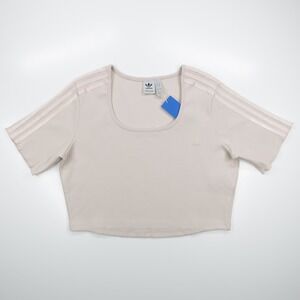Adidas‎ Originals Women's Rib Cropped Baby Tee Light Pink Size XL Scoop Neck